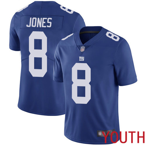 Youth New York Giants 8 Daniel Jones Royal Blue Team Color Vapor Untouchable Limited Player Football NFL Jersey